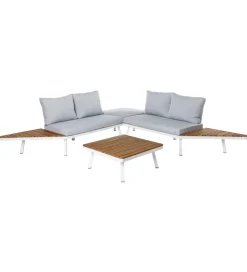 Sofa ogrodowa SASKIA 260 cm drewno akacja nogi białe