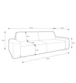 Sofa PULIA 238 cm z funkcją spania z pojemnikiem na pościel