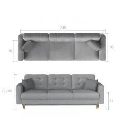 Sofa rozkładana ASGARD 235 cm z funkcją spania