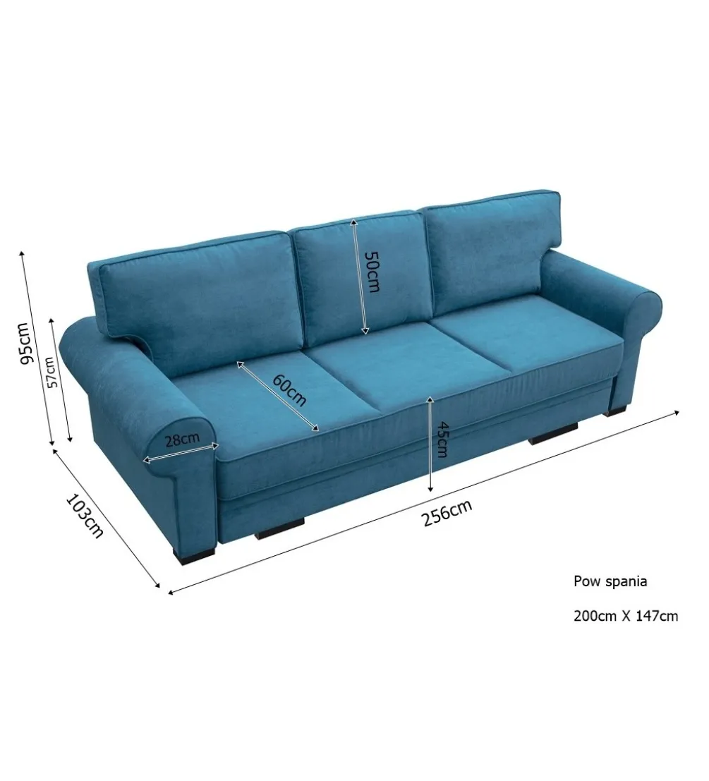Sofa rozkładana DENVO 256 cm z funkcją spania
