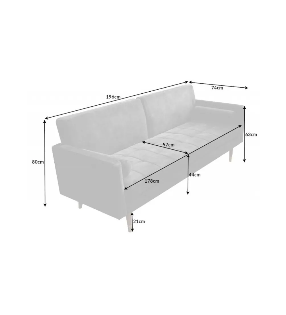 Sofa rozkładana MANILLA 196 cm ciemnoszara