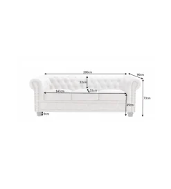 Sofa trzyosobowa ROCHESTER Chesterfield 200 cm beżowa