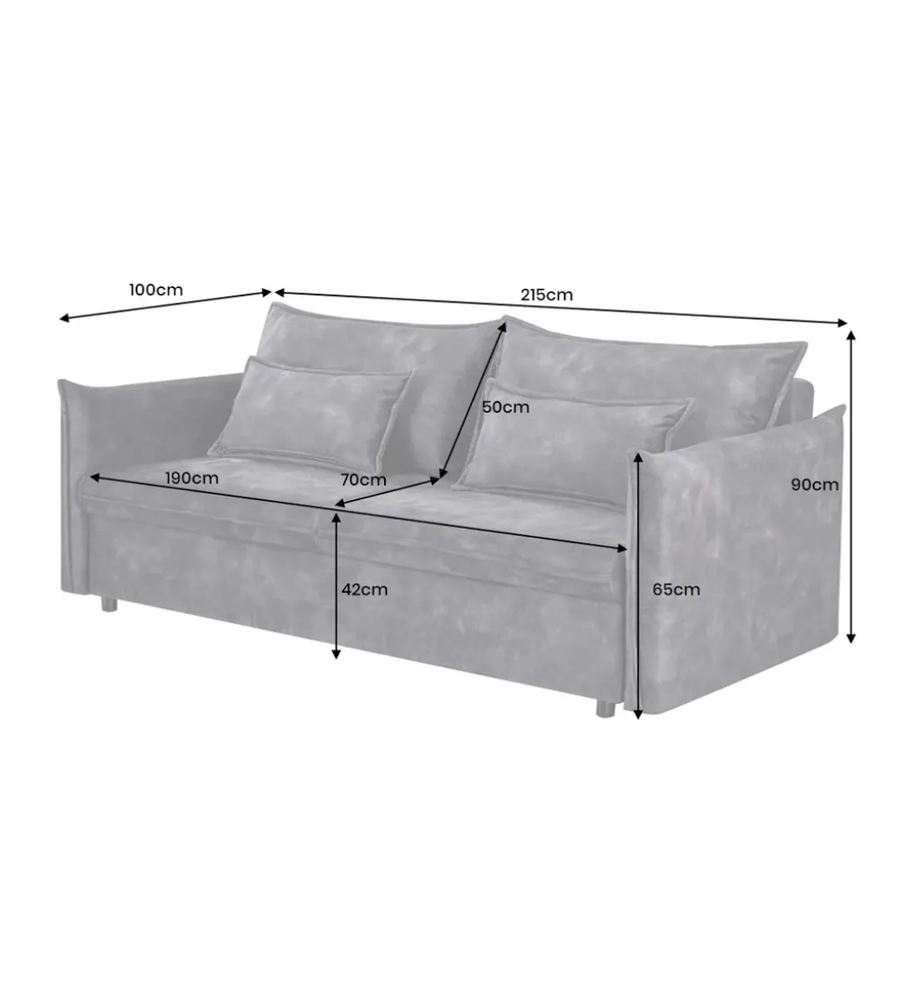 Sofa z funkcją spania APARTMENT 215 cm welur szara