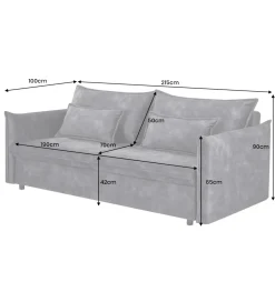 Sofa z funkcją spania APARTMENT 215 cm welur musztardowa