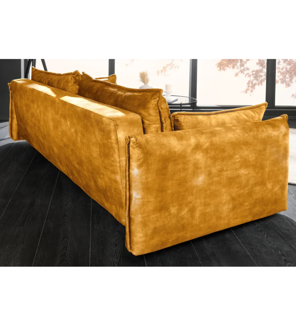 Sofa z funkcją spania APARTMENT 215 cm welur musztardowa