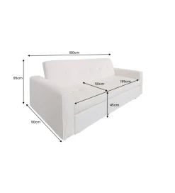 Sofa z funkcją spania SMART 180 cm cord beżowy
