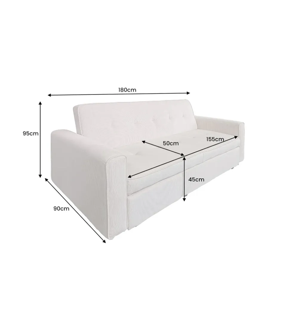 Sofa z funkcją spania SMART 180 cm cord beżowy