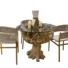 Stół AKWABA 80 cm drewno teak szkło