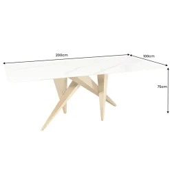 Stół ART LIVING 200 cm blat ceramika w optyce białego marmuru
