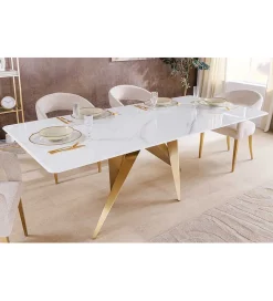 Stół ART LIVING 200 cm blat ceramika w optyce białego marmuru