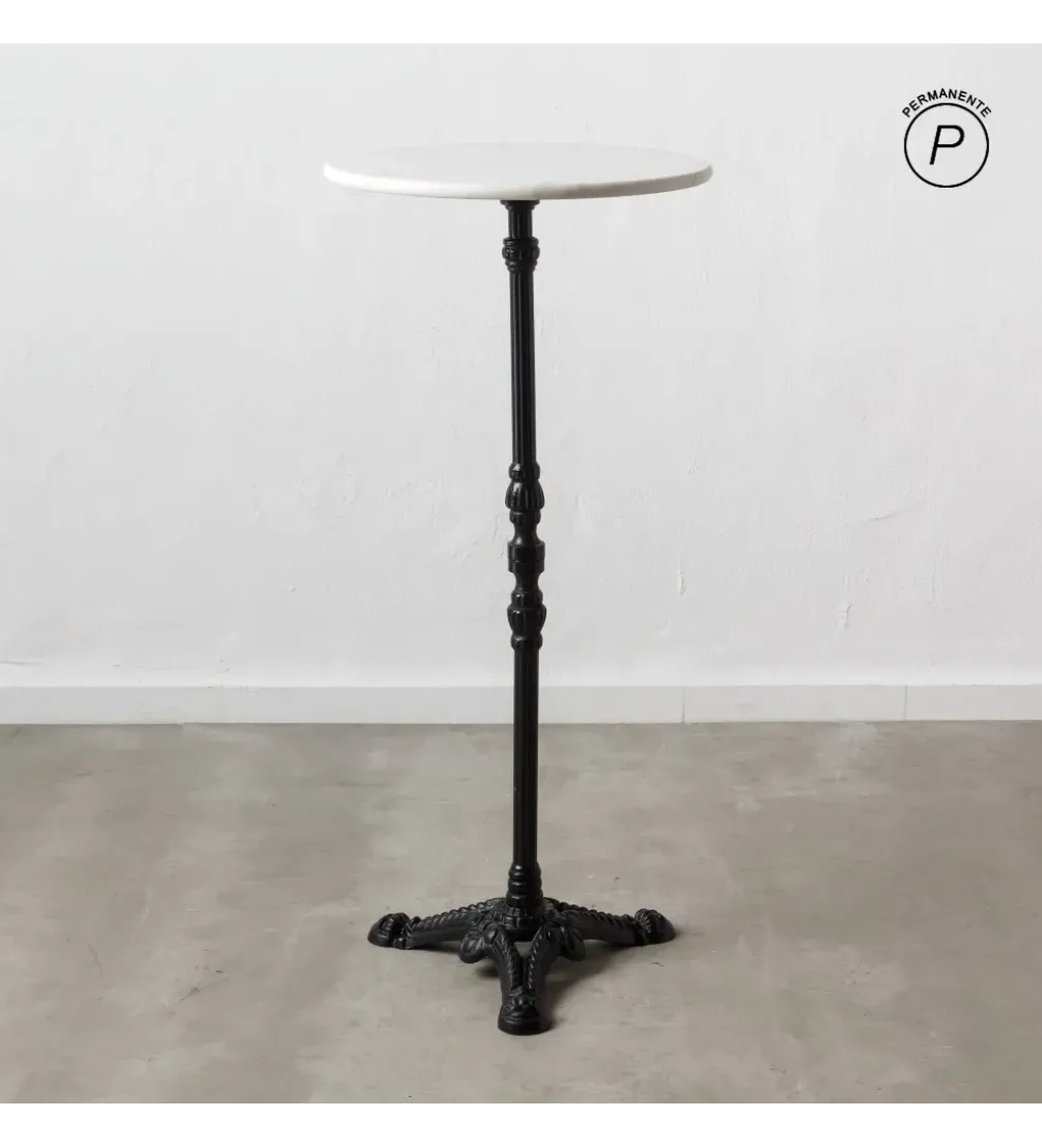 Stół AUESON 110 cm czarny blat w optyce marmuru