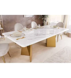 Stół EXTRAVAGANCIA 200 cm blat z białego marmuru
