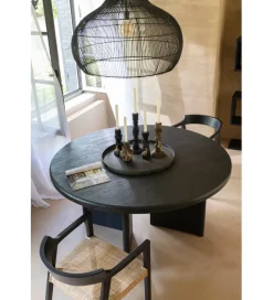 Stół HERAS 150 cm drewno teak czarny