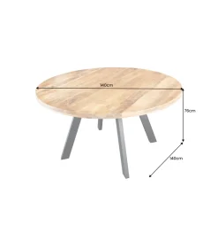 Stół IRON CRAFT 140 cm drewno mango naturalny