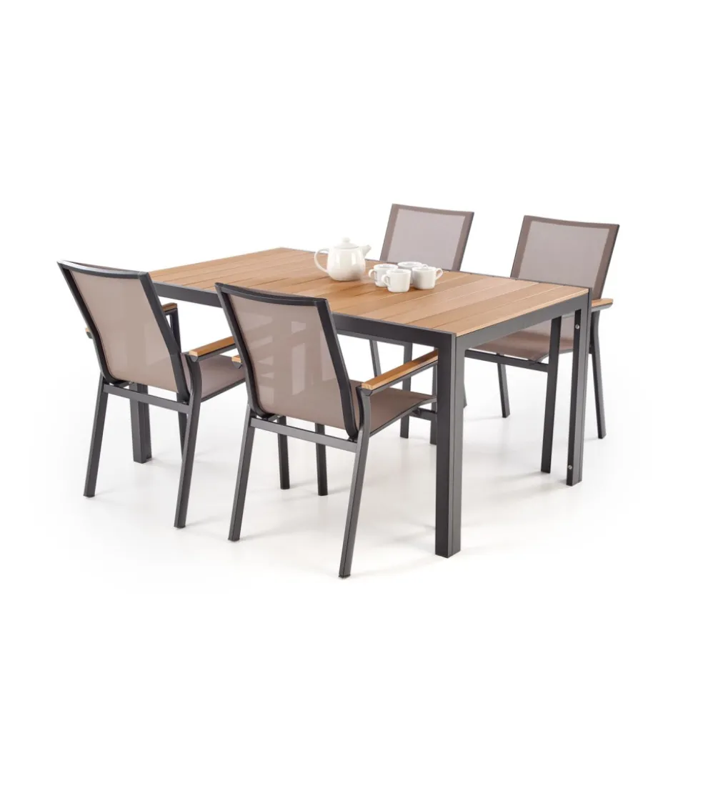Stół ogrodowy FIERRO 150 cm brązowy czarny