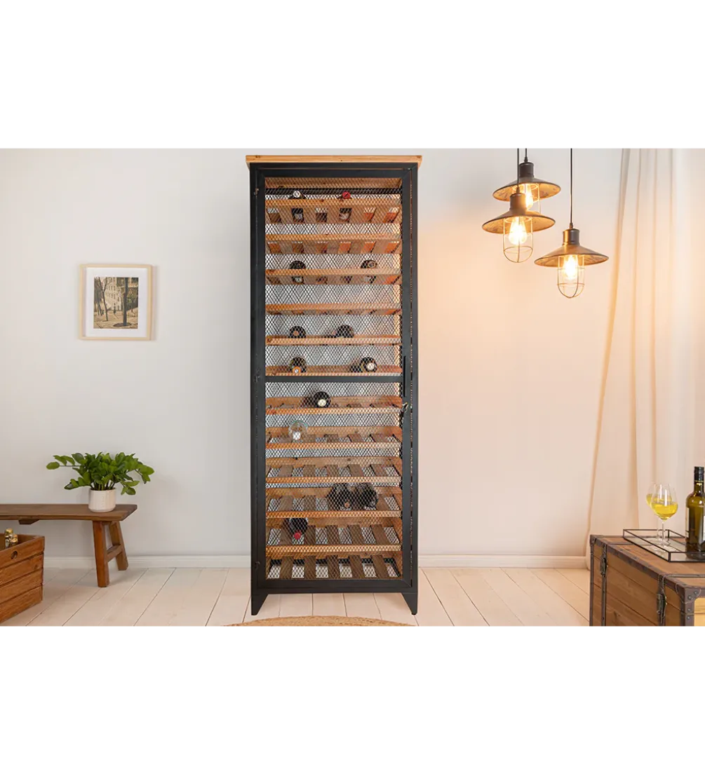 Stojak na wino BODEGA 185 cm naturalny czarny