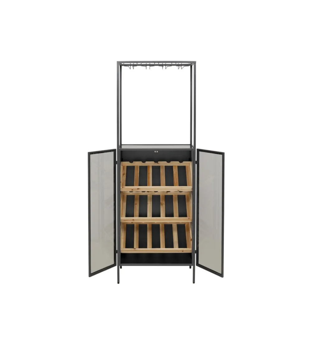 Stojak na wino PORTO BAR 60 x 170 cm czarny