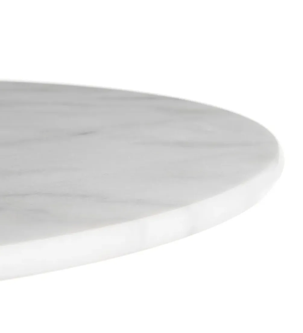 Stół okrągły AUESON 60 cm czarny blat w optyce marmuru