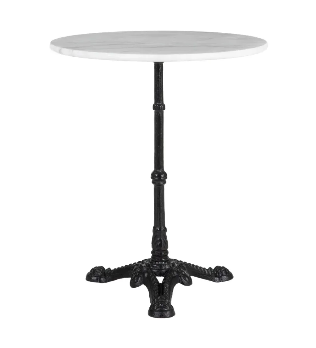 Stół okrągły AUESON 60 cm czarny blat w optyce marmuru