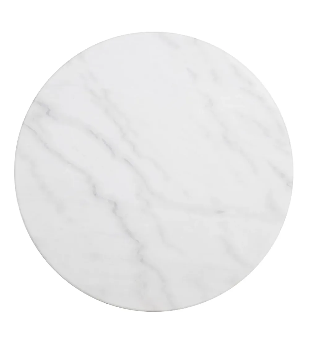 Stół okrągły AUESON 60 cm czarny blat w optyce marmuru
