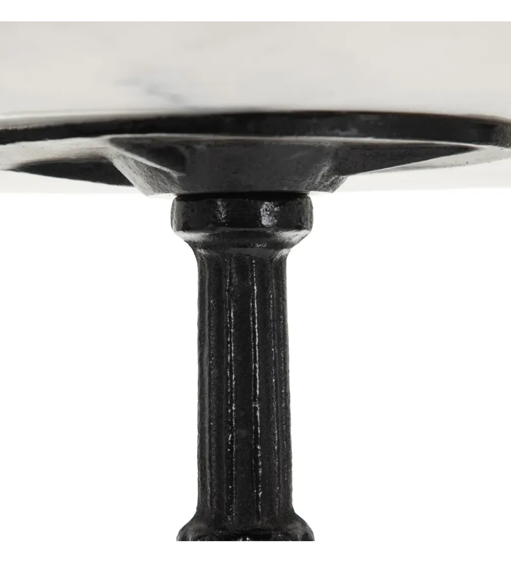 Stół okrągły AUESON 80 cm czarny blat w optyce marmuru