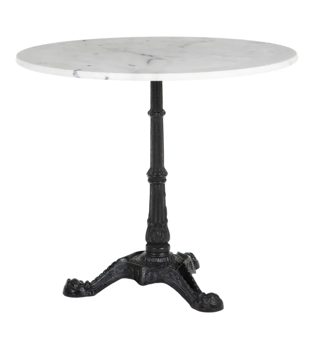 Stół okrągły AUESON 80 cm czarny blat w optyce marmuru