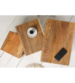 Stolik Finice Craft kawowy Makassar SET 3 drewno mango