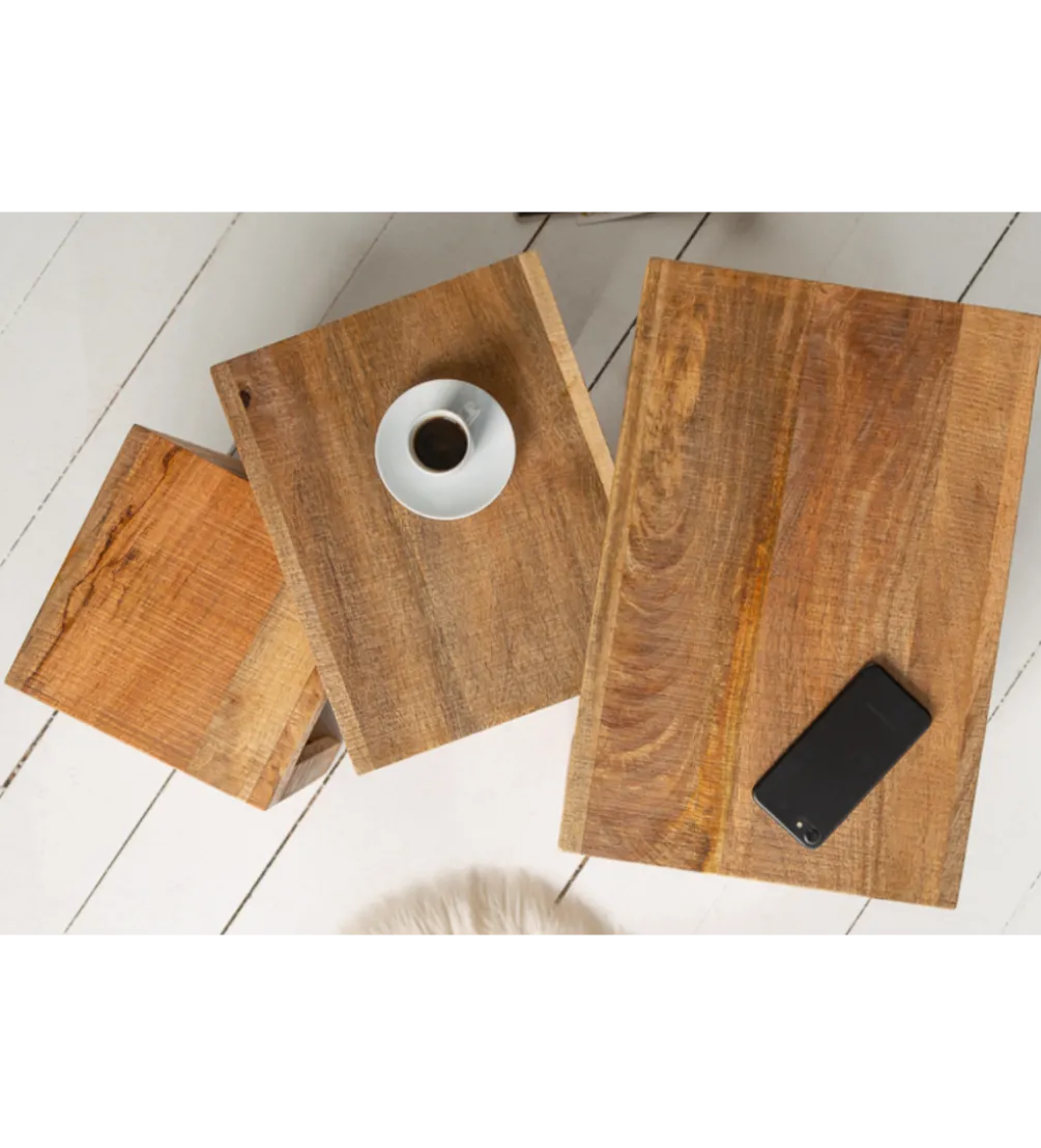 Stolik Finice Craft kawowy Makassar SET 3 drewno mango
