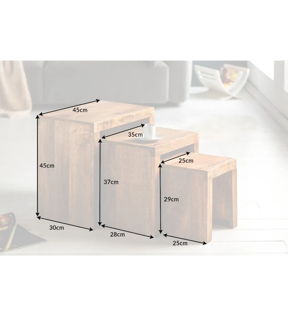 Stolik Finice Craft kawowy Makassar SET 3 drewno mango