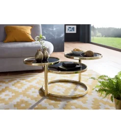 Stolik kawowy ART DECO 58 cm - 139 cm  czarno złoty