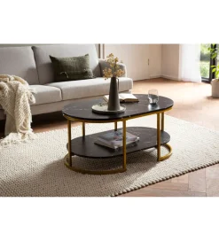 Stolik kawowy ARTIM 100 cm w optyce czarnego marmuru