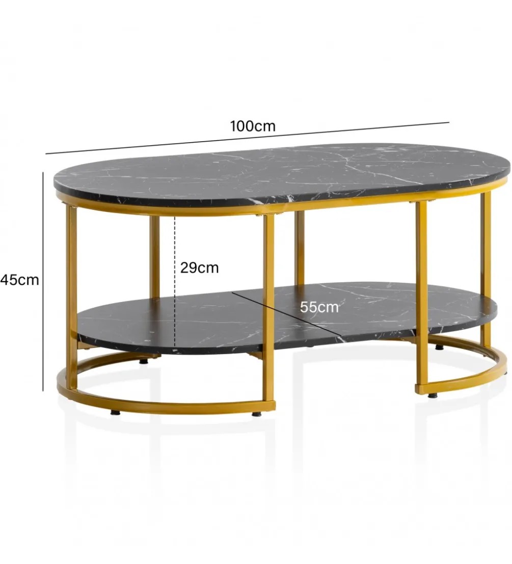 Stolik kawowy ARTIM 100 cm w optyce czarnego marmuru