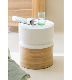 Stolik kawowy Bamboo 40 cm biały