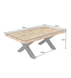 Stolik kawowy BARRACUDA110 cm drewno teak bez szkła