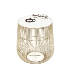 Stolik kawowy BEAM 32 cm biały marmur brąz