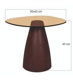 Stolik kawowy boczny BRIX MYLON 50 cm burgundowy szklany