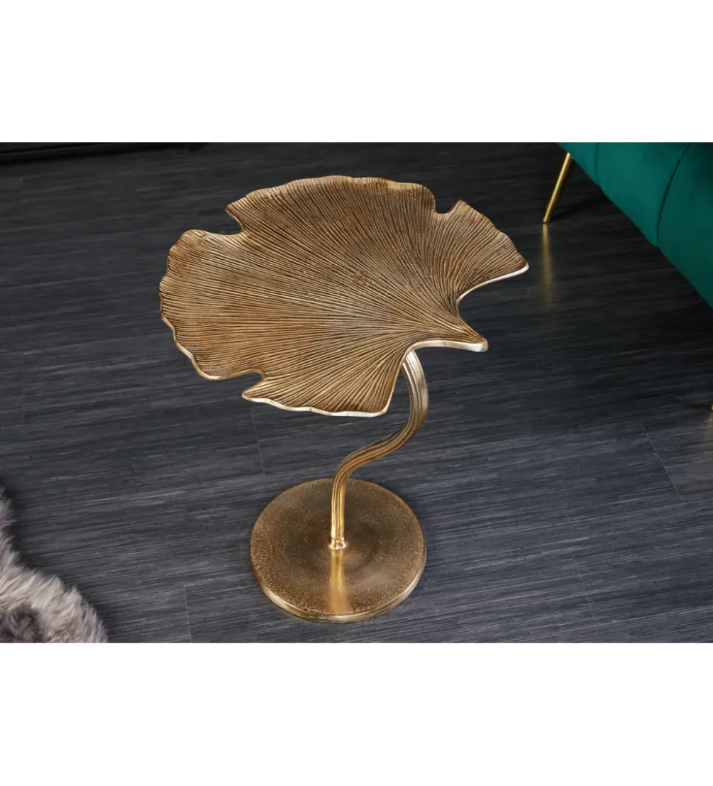 Stolik kawowy boczny GINKGO LEAF 53 cm złoty