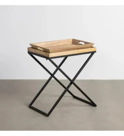 Stolik kawowy boczny RENAKONY 61 cm naturalny czarny
