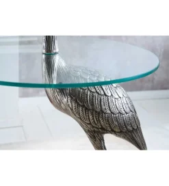 Stolik kawowy boczny WILDLIFE HERON 90 cm srebrny
