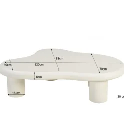 Stolik kawowy Brix Feline Sandy 120 cm Kość Słoniowa