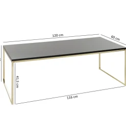 Stolik kawowy CELLA 120 cm czarno złoty