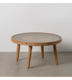 Stolik kawowy CLOCKY 80 cm drewno jodła