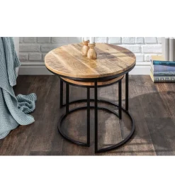Stolik kawowy CRAFT Elements zestaw 2 naturalny Mango