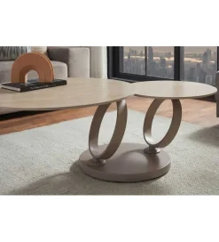 Stolik kawowy DANCING RINGS 135 cm ceramika w optyce trawertynu