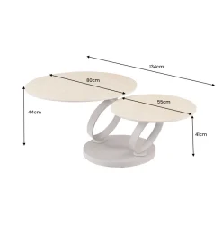Stolik kawowy DANCING RINGS 135 cm ceramika w optyce trawertynu