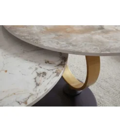 Stolik kawowy DANCING RINGS 135 cm ceramika w optyce marmuru