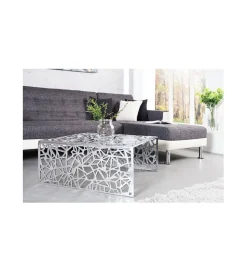 Stolik kawowy DELICADO Abstract 60 cm srebrny
