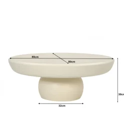 Stolik kawowy DENU 80 cm w kolorze kości słoniowej