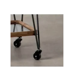 Stolik kawowy DEST 62 cm drewno kauczuk na kółkach