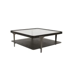 Stolik kawowy DIVINE 100 cm drewno jesion szklany